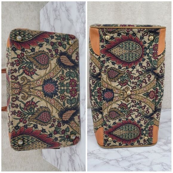 Hartman Vintage Tapestry and Leather Travel Bag Set Train Case and Duffle Bag - Picture 11 of 16